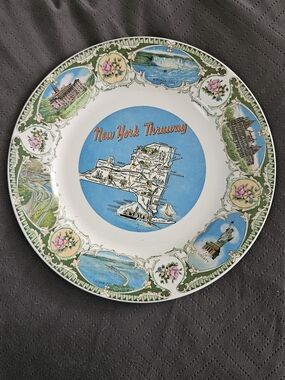 Vintage Pearl Crown Japan Ironstone New York Thruway Souvenir Plate